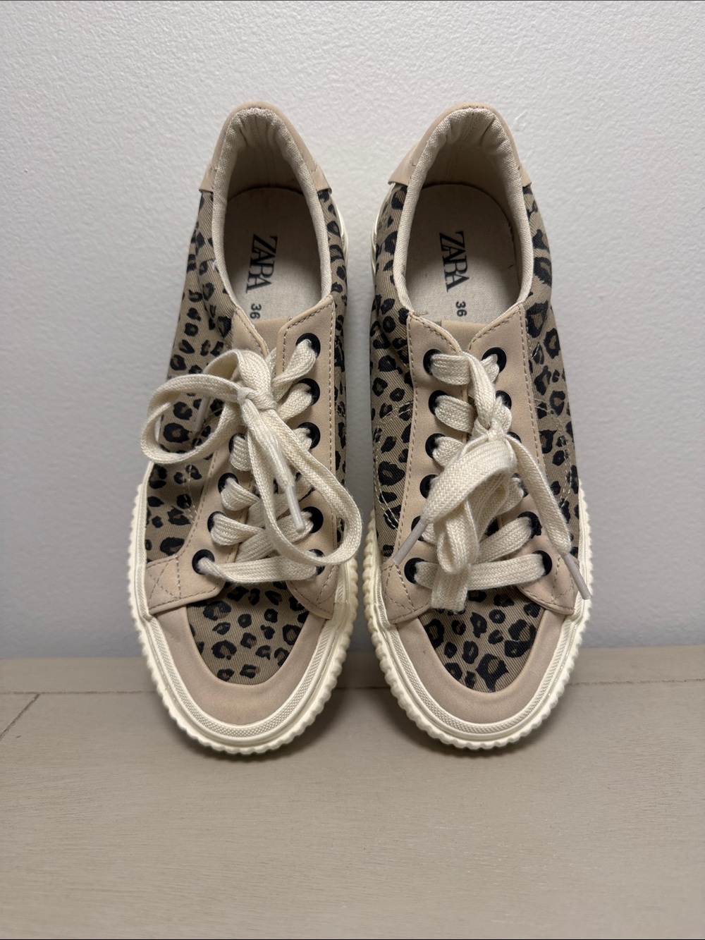 Zara Animal/Leopard Print Chunky Platform Sneakers Fall Wardrobe Staple Size 6